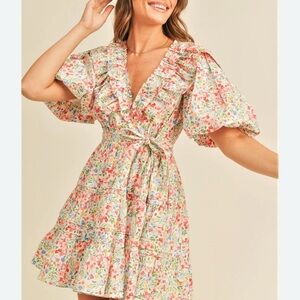 RESET by Jane The Tea Party Dress Women’s Floral Puffy Sleeve Dress Size Medium